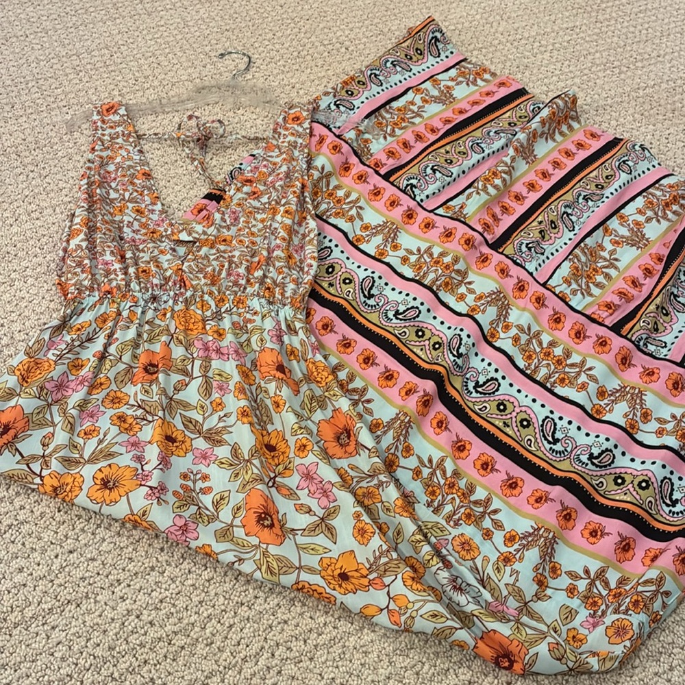 Maaji Floral Maxi Dress with Orange and Pink Patterns